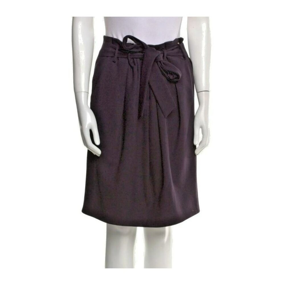 Sonia Rykiel Vintage Black Wool Belted Pleated Midi Skirt Pockets Medium M 8